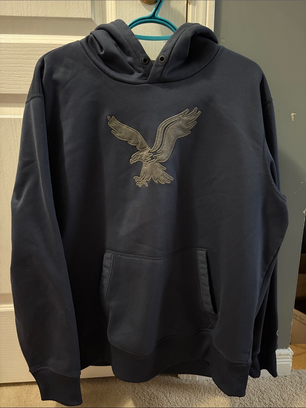 American Eagle Outfitters Navy Crewneck Hoodie with Eagle Emblem